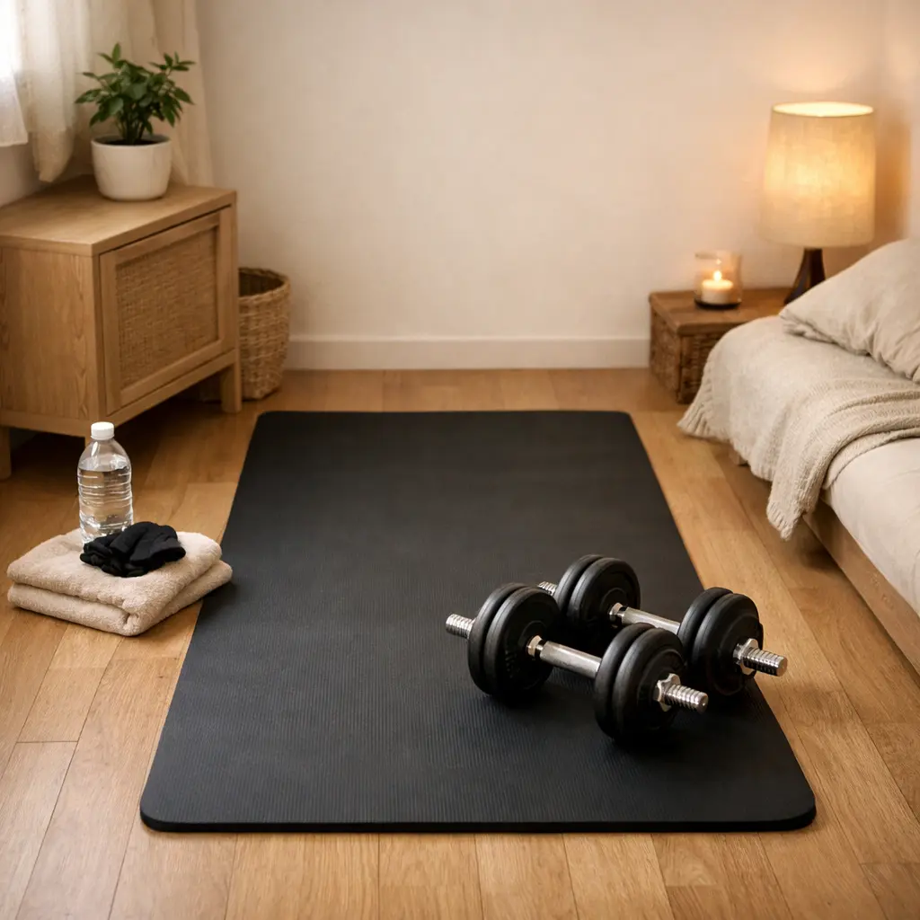 Entrenamiento de fuerza en casa con poco espacio en un piso pequeño