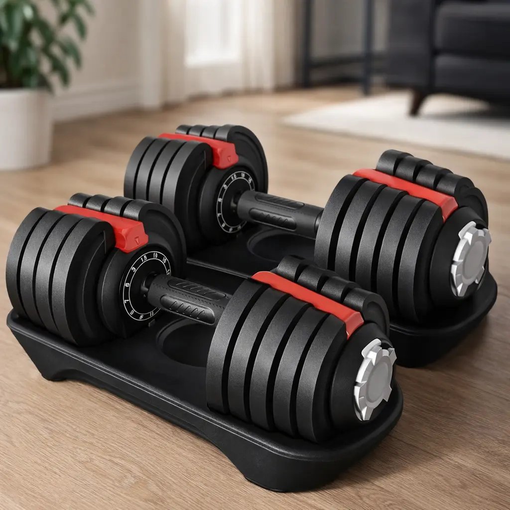 Mancuernas ajustables Yaheetech 12 en 1 con selector y base para entrenar en casa